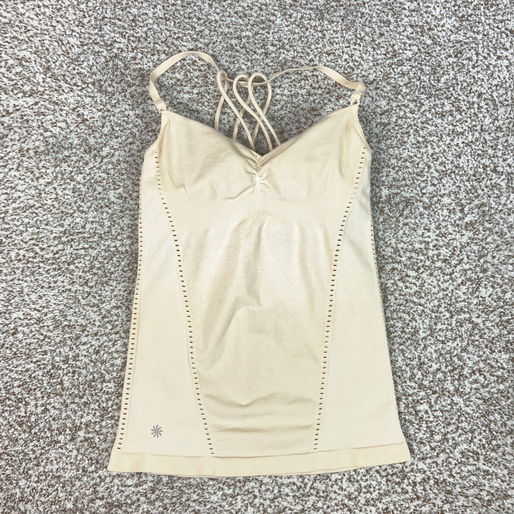 Athleta Tank Top Womens Small Beige Yoga Active Strappy Racerback Support Gym